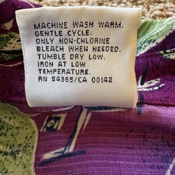 Vintage Allison Daley Purple Tropical Button Front Blouse Size 16 Shoulder Pads - Picture 4 of 11